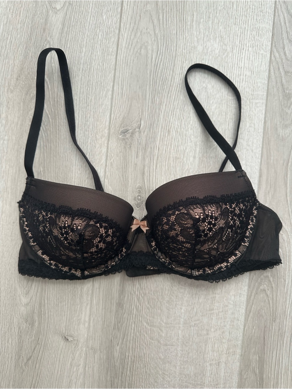 Victoria’s Secret Black Padded Demi Bra with Nude Lining